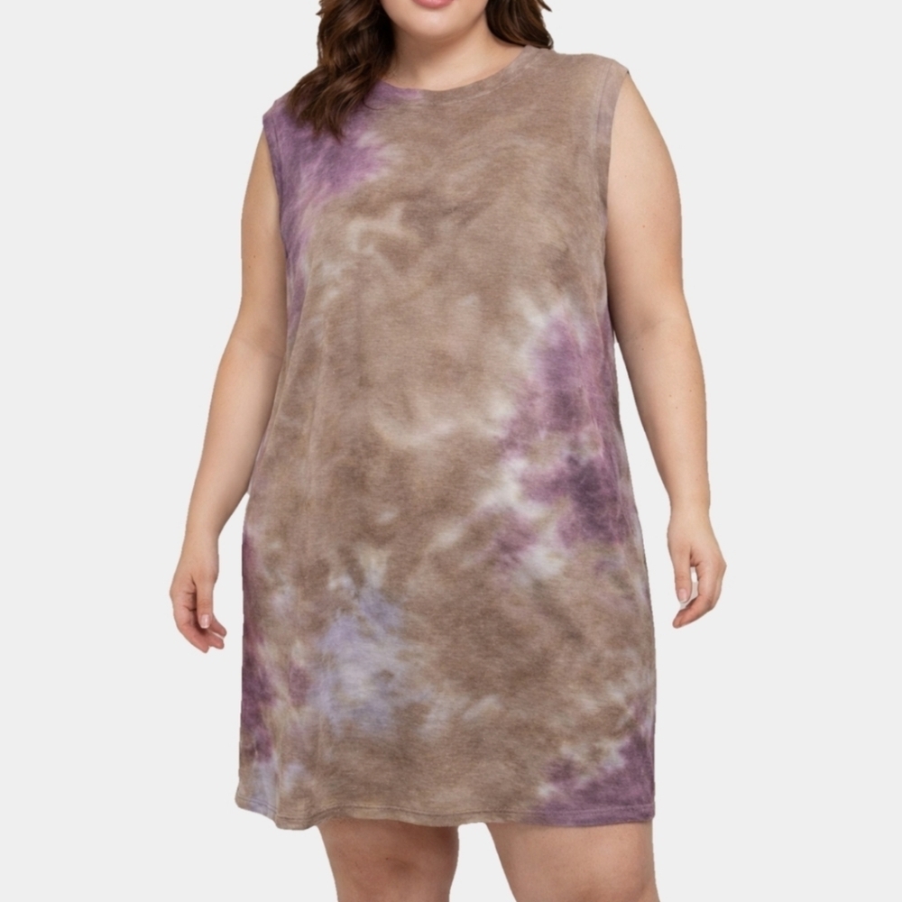 BP Crew Neck Sleeveless Tie-Dye Tank Shift Midi Dress Size 3X